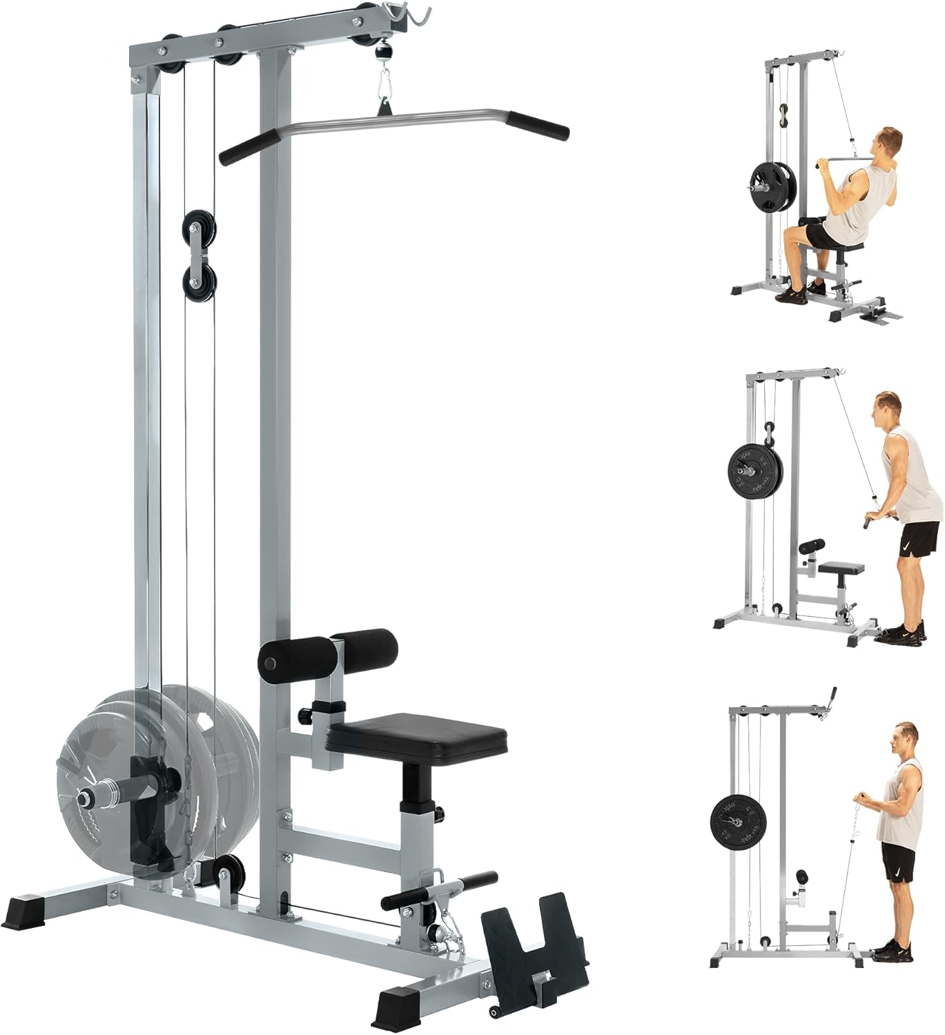 Lat Pulldown Cable - Alat Fitness Gym, Logam Kokoh, Perak,