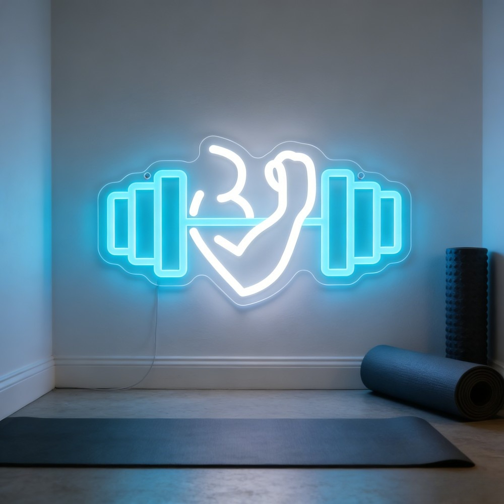 Home Gym Yoga Room - Lampu LED Neon Sign Bicep Dumbbell