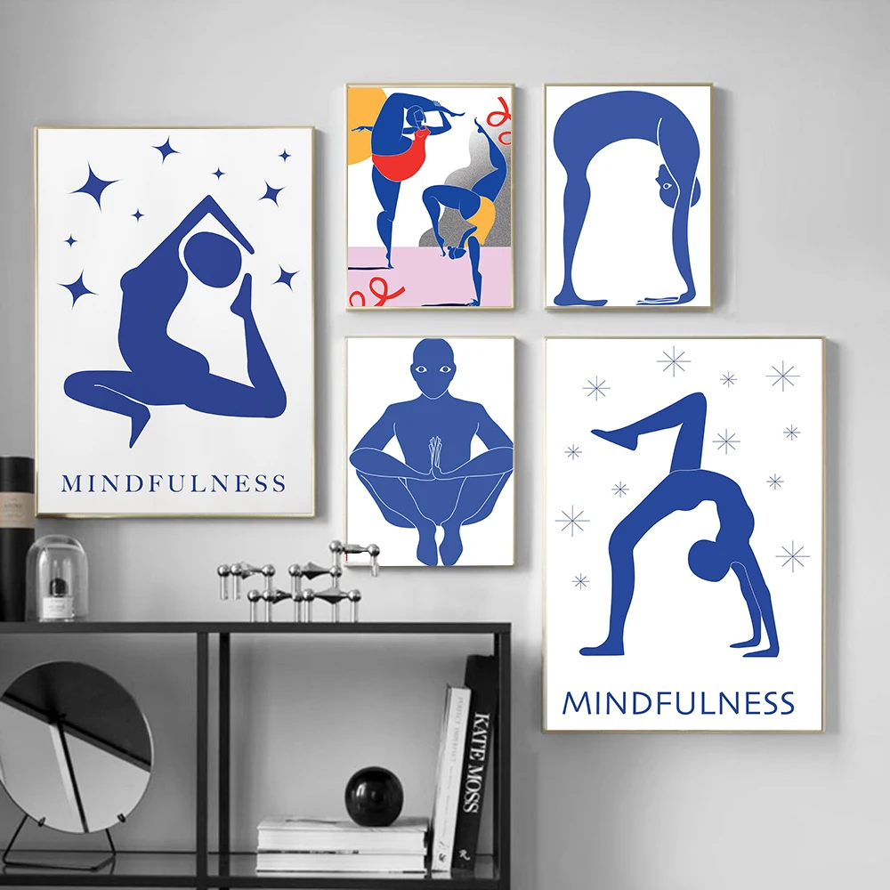 Home Gym Yoga Room - Poster Abstrak Pose Yoga Gym Latihan
