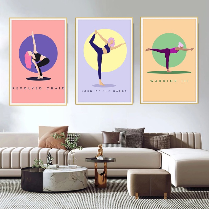 Poster Pose Yoga Abstrak Moder - Home Gym Yoga Room ulasan dan harga