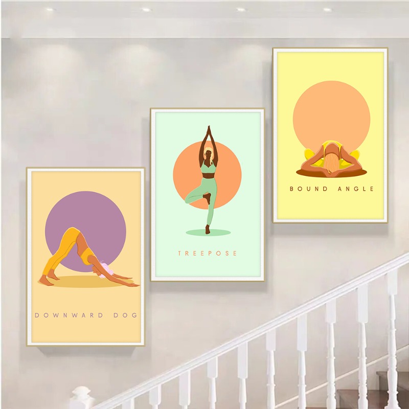 Poster Pose Yoga Abstrak Moder - Home Gym Yoga Room ulasan dan harga