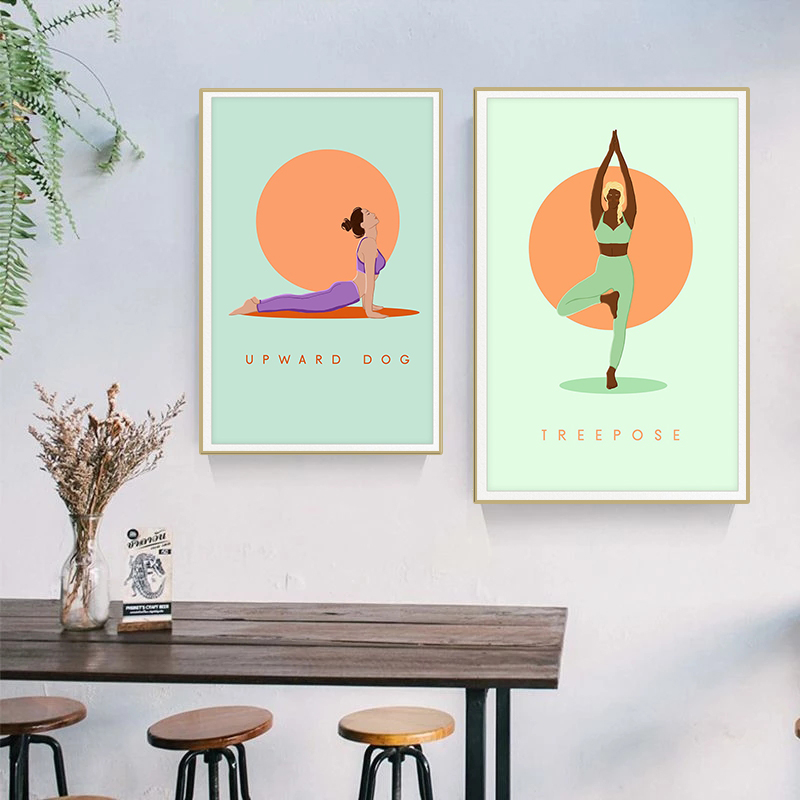 Poster Pose Yoga Abstrak Moder - Home Gym Yoga Room ulasan dan harga