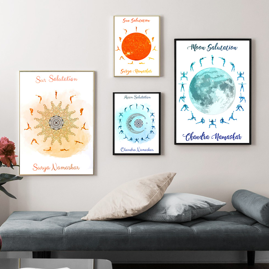Yoga Pose Sun Moon Salutation  - Home Gym Yoga Room ulasan dan harga