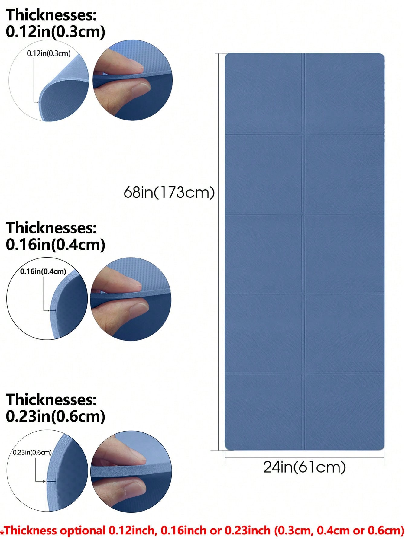 Matras Yoga Lipat Biru Tua Ram - Home Gym Yoga Mat ulasan dan harga